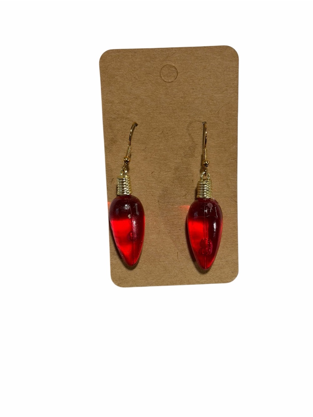 Red Christmas Bulb Lights Novelty Earrings Handmade